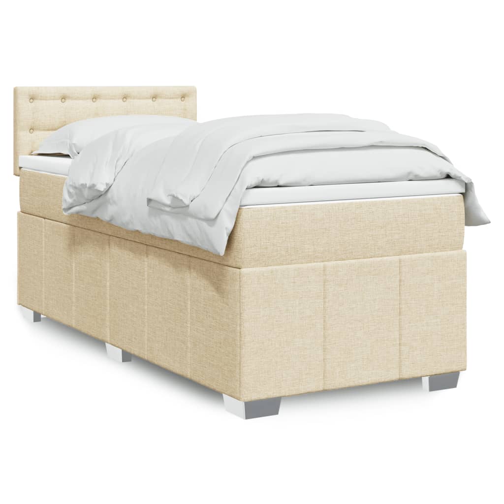 Boxspringbett mit Matratze Creme 90×190 cm Stoff