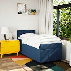 Box spring postel s matrací modrá 90x190 cm textil - obrázek 3