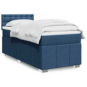 Box spring postel s matrací modrá 90x190 cm textil - obrázek 1