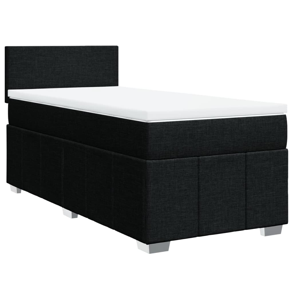 vidaXL Box spring postel s matrací černá 90x200 cm textil