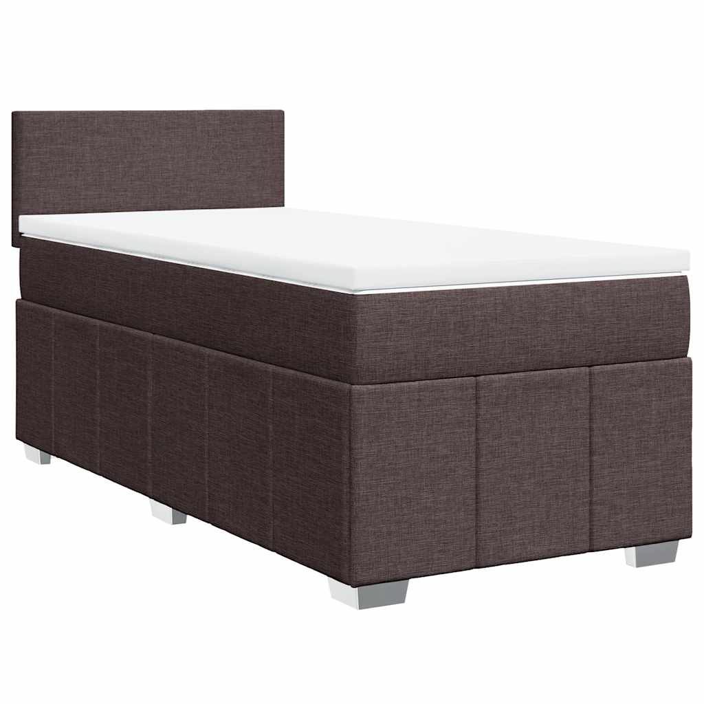 vidaXL Box spring postel s matrací tmavě hnědá 90x200 cm textil