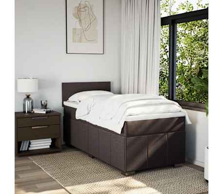 vidaXL Sommier &agrave; lattes de lit avec matelas Marron fonc&eacute; 90x200 cm