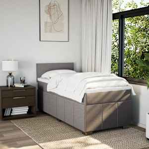 vidaXL Boxspringbett mit Matratze Taupe 90x200 cm Stoff