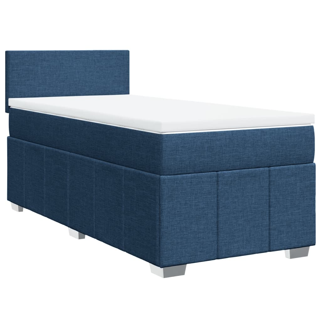 vidaXL Boxspring met matras stof blauw 90x200 cm, foto 3