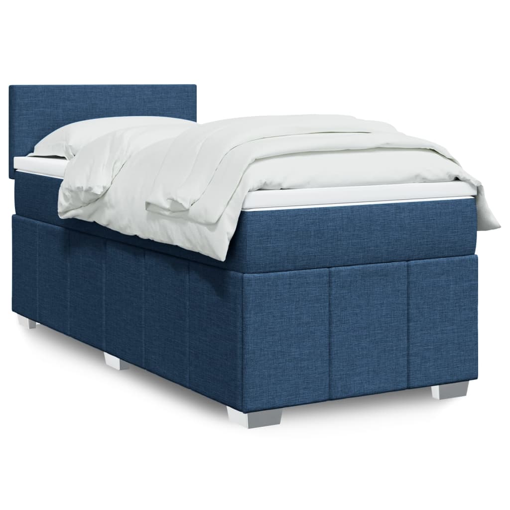 Boxspringbett mit Matratze Blau 90×200 cm Stoff