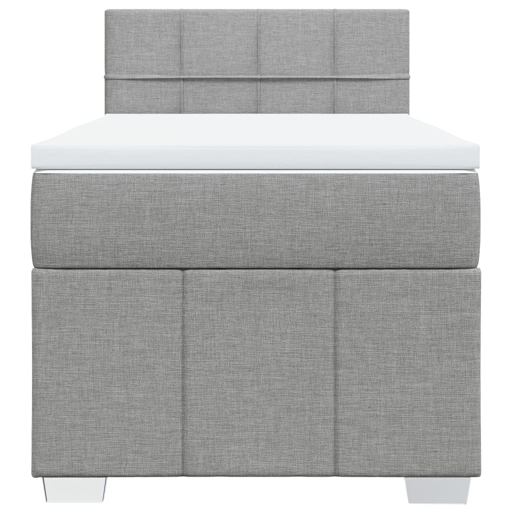 vidaXL Boxspring met matras stof lichtgrijs 90x200 cm grijs, foto 4