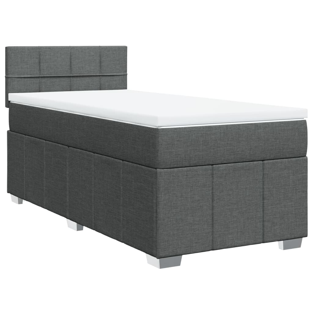 vidaXL Boxspring met matras stof donkergrijs 90x200 cm grijs, foto 3