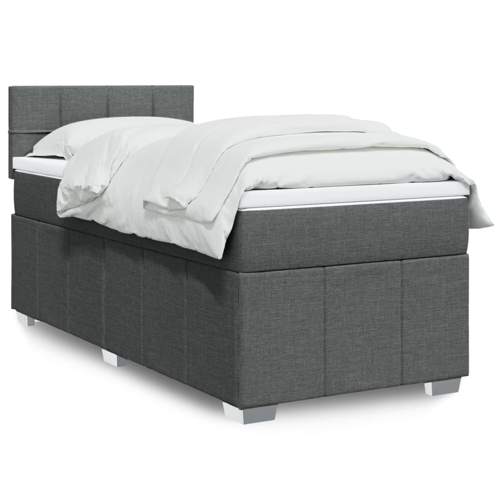 vidaXL Boxspring met matras stof donkergrijs 90x200 cm grijs