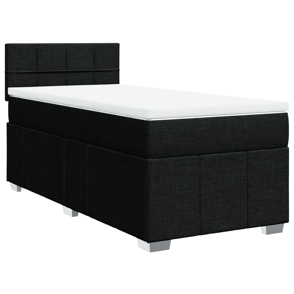 vidaXL Box spring postel s matrací černá 90x200 cm textil