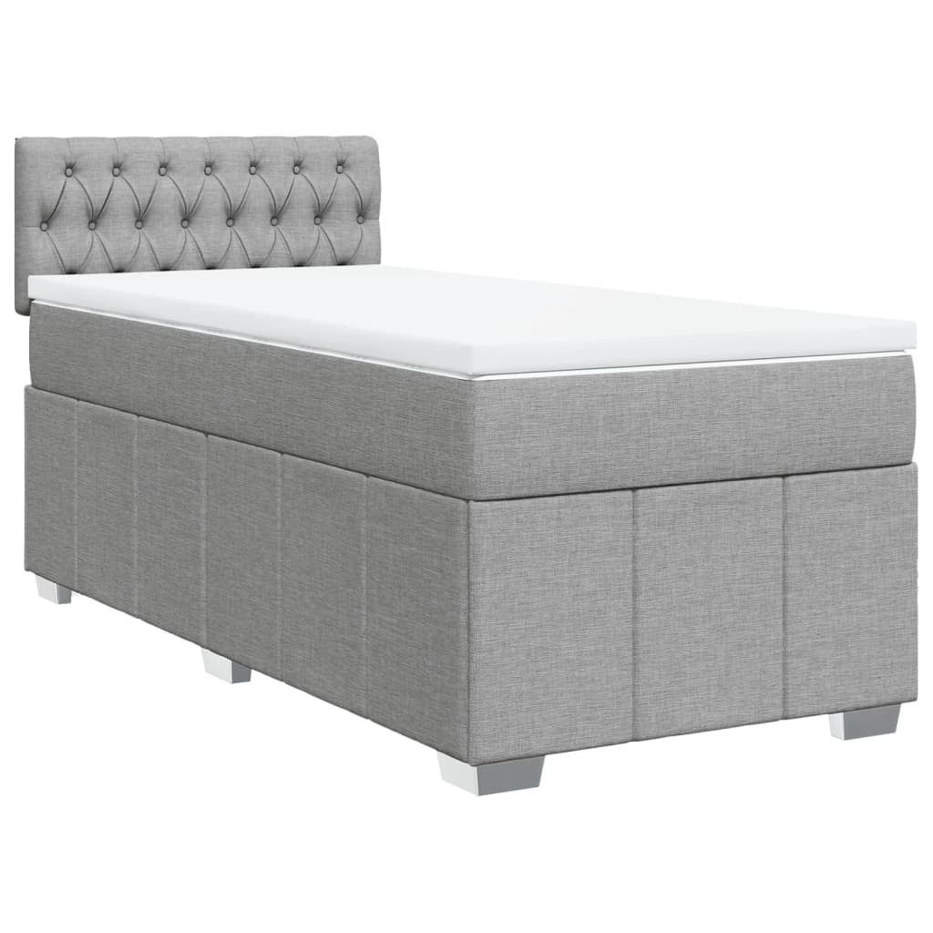vidaXL Boxspring met matras stof lichtgrijs 90x200 cm grijs, foto 3