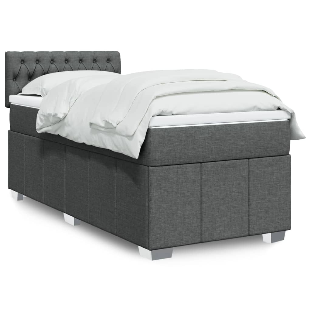 vidaXL Boxspring met matras stof donkergrijs 90x200 cm grijs