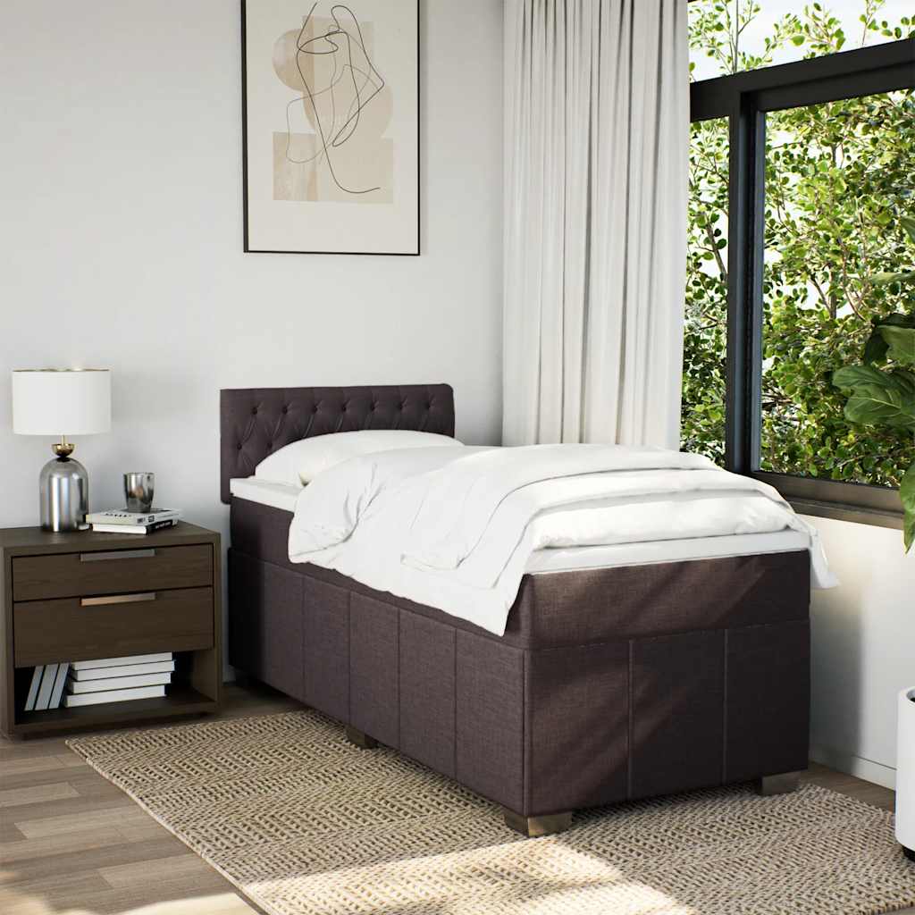 vidaXL Boxspring met matras stof donkerbruin 90x200 cm bruin, foto 2