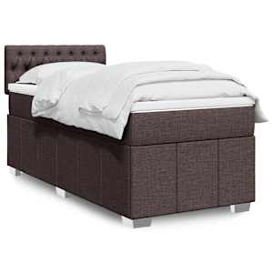 Box spring postel s matrací tmavě hnědá 90x200 cm textil - obrázek 1