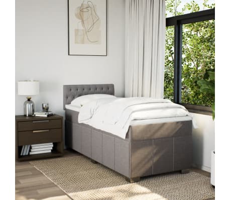 vidaXL Cama box spring con colch&oacute;n tela gris taupe 90x200 cm