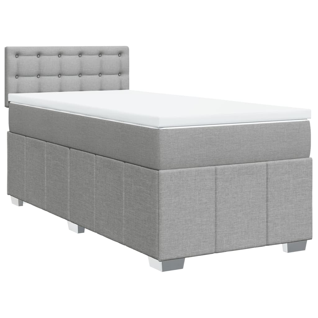 vidaXL Boxspring met matras stof lichtgrijs 90x200 cm grijs, foto 3