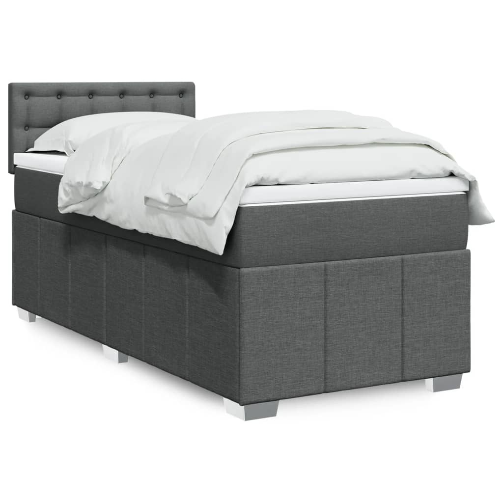 vidaXL Boxspring met matras stof donkergrijs 90x200 cm grijs