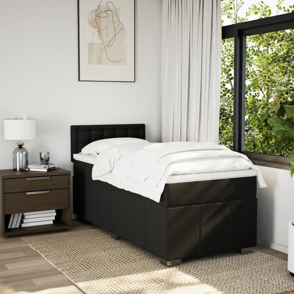 vidaXL Boxspring met matras stof zwart 90x200 cm afbeelding