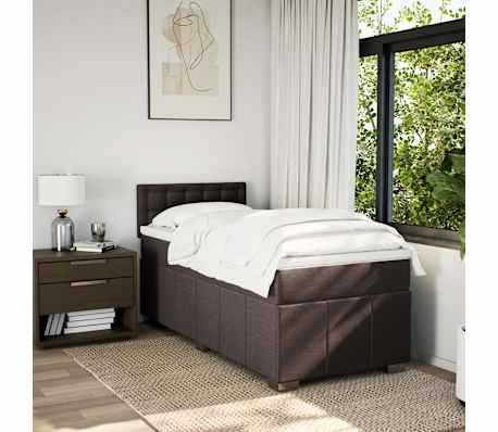 vidaXL Sommier &agrave; lattes de lit avec matelas Marron fonc&eacute; 90x200 cm