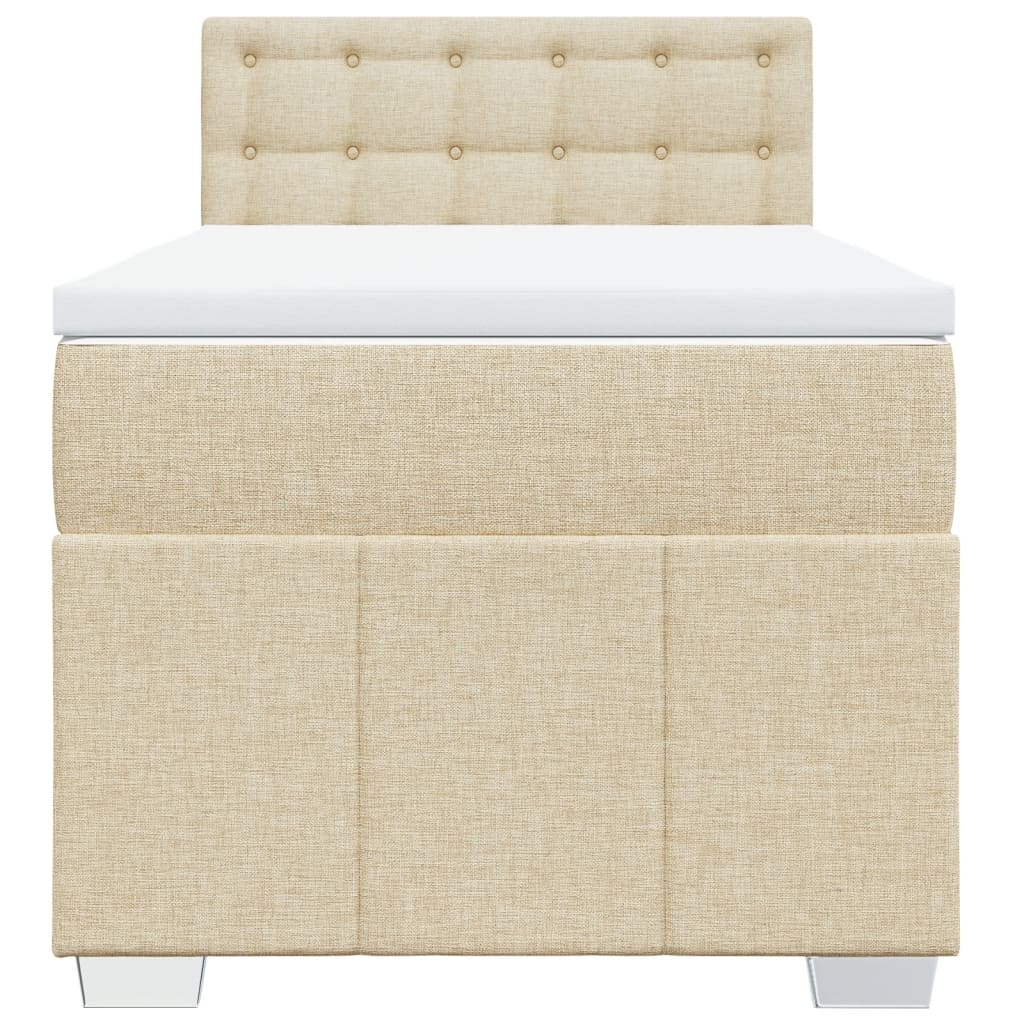vidaXL Boxspring met matras stof crèmekleurig 90x200 cm, foto 4