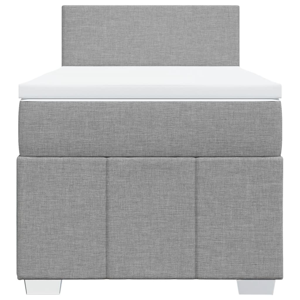 vidaXL Boxspring met matras stof lichtgrijs 100x200 cm grijs, foto 4