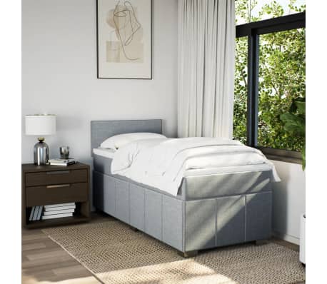 vidaXL Cama box spring con colch&oacute;n tela gris claro 100x200 cm