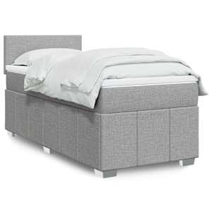 Box spring postelja z vzmetnico svetlo siv 100x200 cm blago
