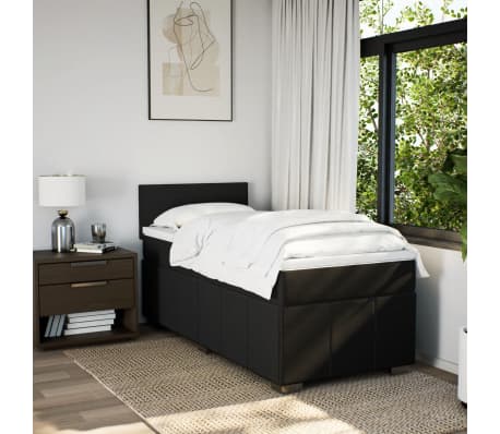 vidaXL Boxspring met matras stof zwart 100x200 cm