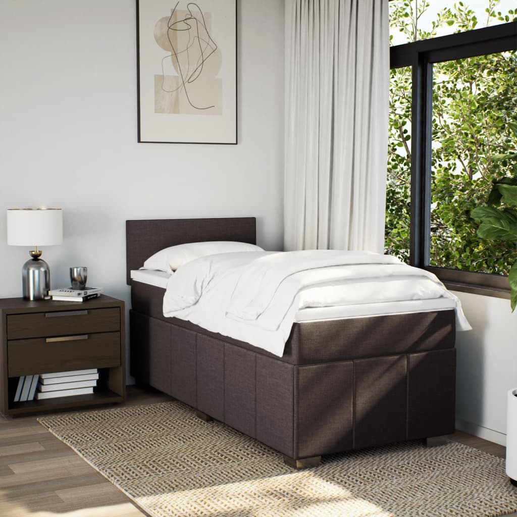 vidaXL Boxspring met matras stof donkerbruin 100x200 cm afbeelding