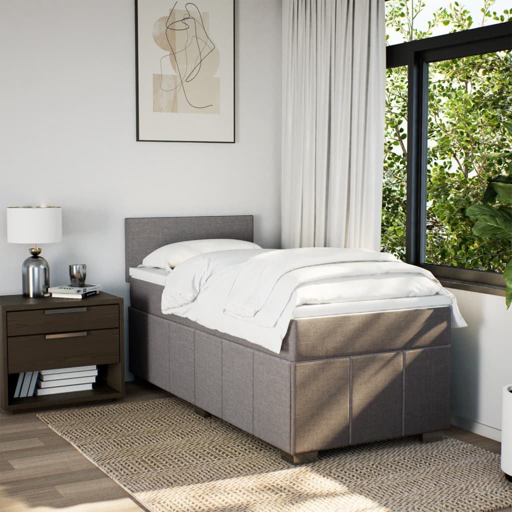 vidaXL Boxspring met matras stof taupe 100x200 cm afbeelding