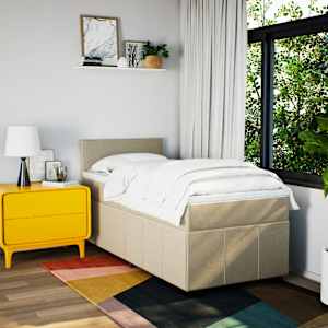 vidaXL Cama com molas/colch&atilde;o 100x200 cm tecido cor creme