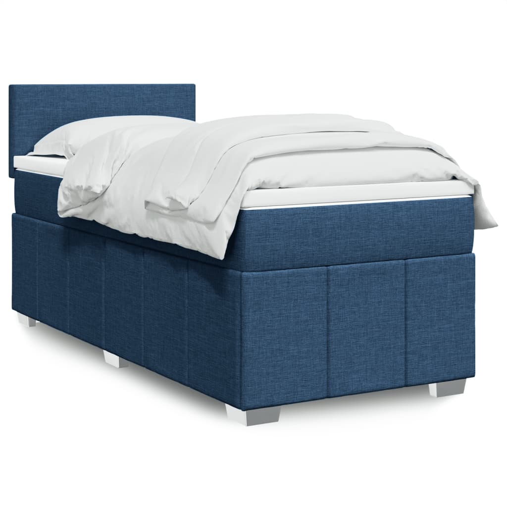 Boxspringbett mit Matratze Blau 100×200 cm Stoff