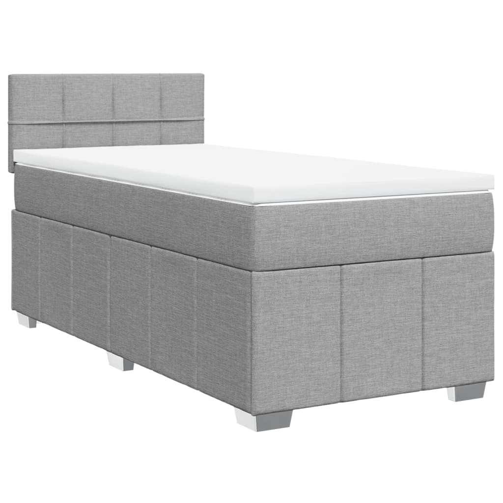 vidaXL Box spring postelja z vzmetnico svetlo siv 100x200 cm blago