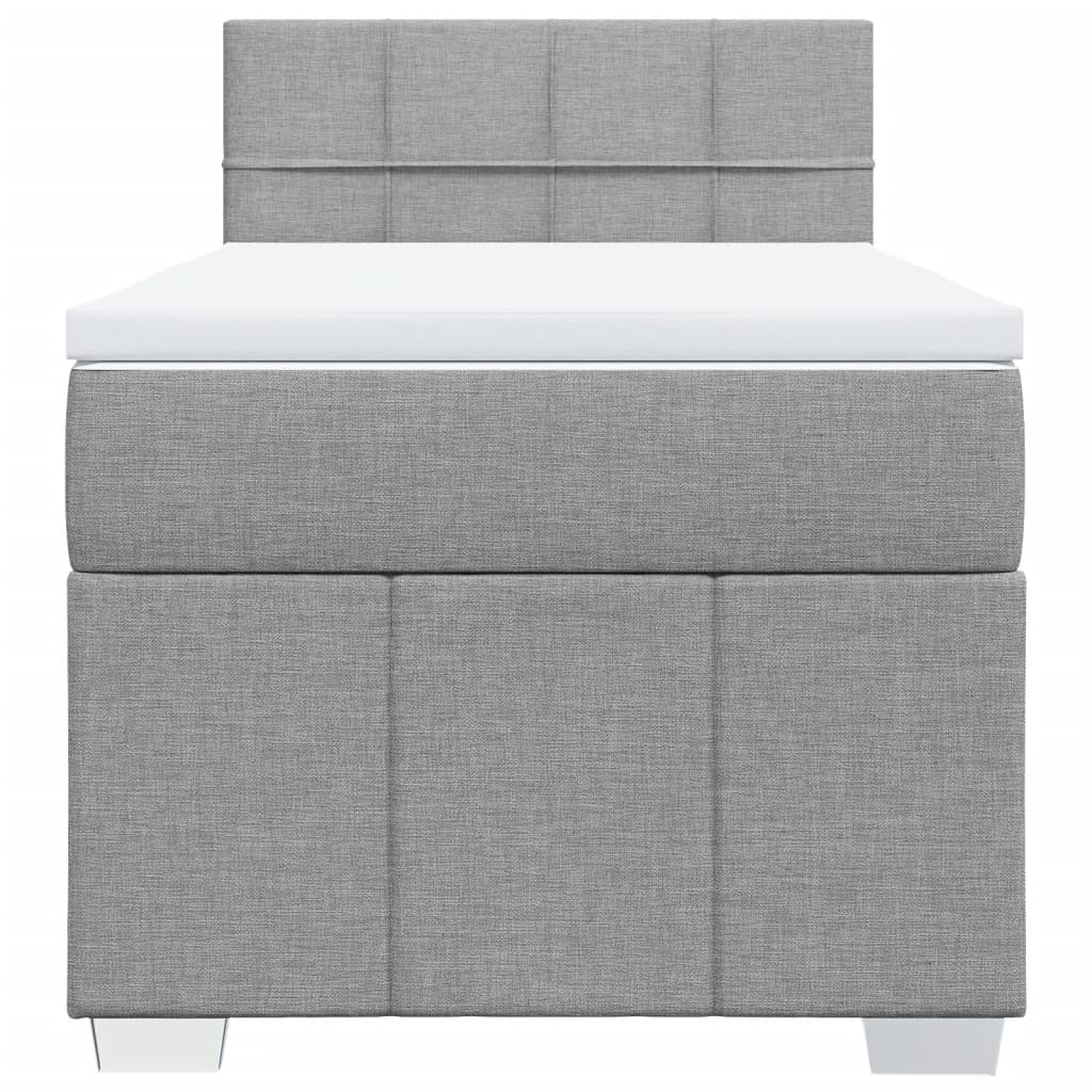 vidaXL Boxspring met matras stof lichtgrijs 100x200 cm grijs, foto 4