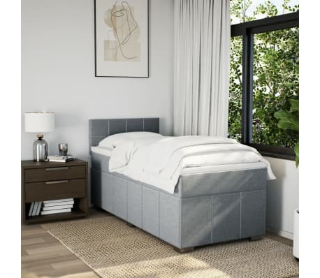 vidaXL Giroletto a Molle con Materasso Grigio Chiaro100x200 cm Tessuto