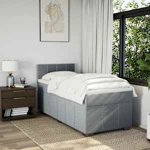 Box spring postel s matrací světle šedý 100 x 200 cm textil - obrázek 3