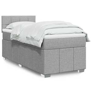 Box spring postelja z vzmetnico svetlo siv 100x200 cm blago