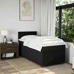 vidaXL Pat box spring cu saltea, negru, 100x200 cm, textil