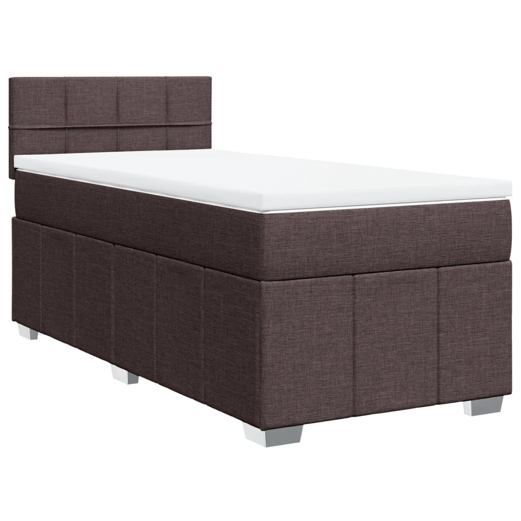 vidaXL Box spring postel s matrací tmavě hnědá 100 x 200 cm textil