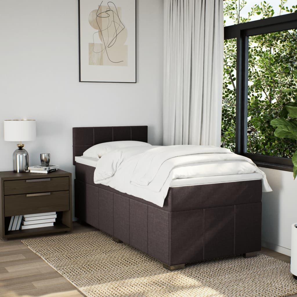 vidaXL Boxspring met matras stof donkerbruin 100x200 cm bruin, foto 2