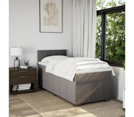vidaXL Pat box spring cu saltea, gri taupe, 100x200 cm, textil