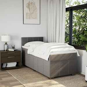 vidaXL Pat box spring cu saltea, gri taupe, 100x200 cm, textil