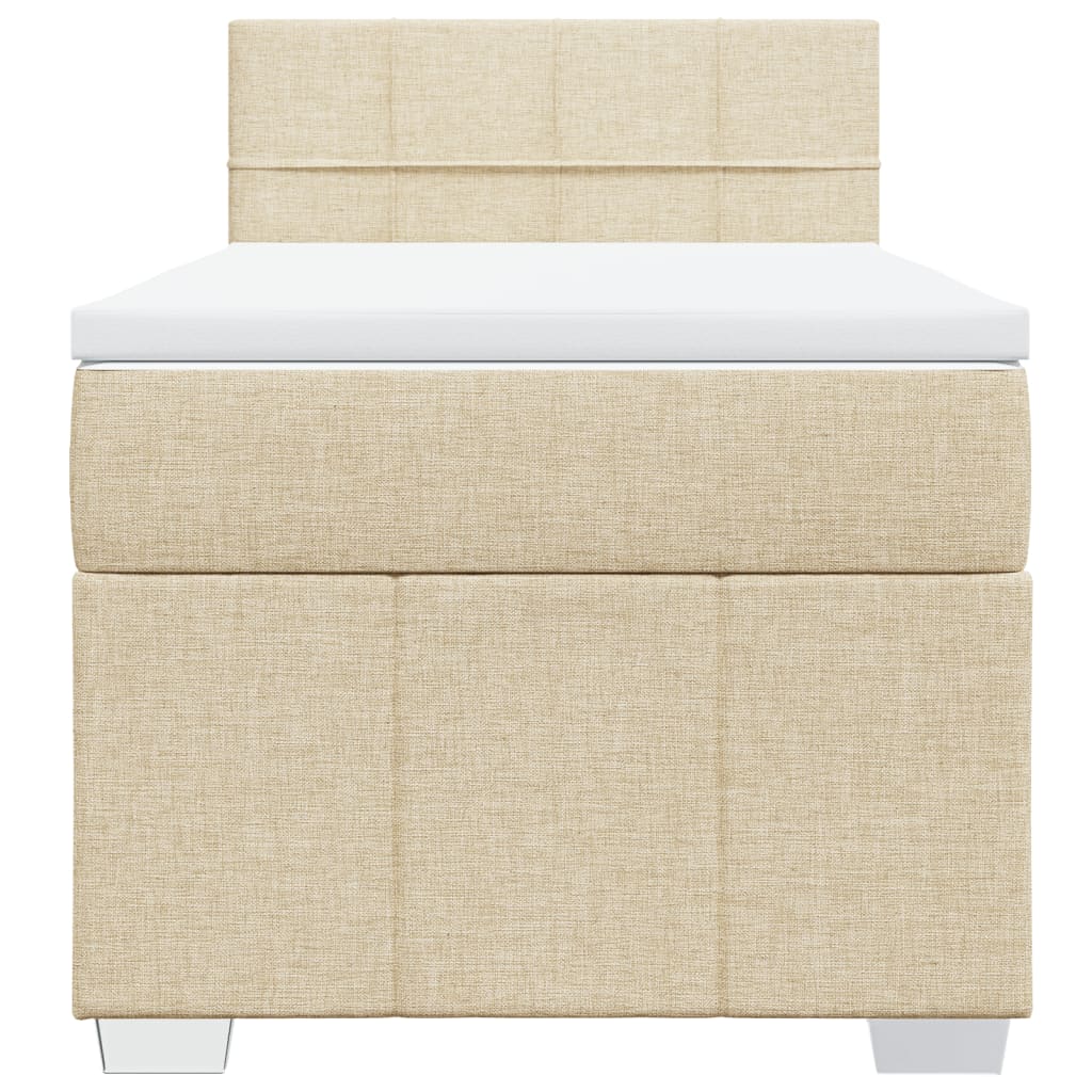 vidaXL Boxspring met matras stof crèmekleurig 100x200 cm, foto 4