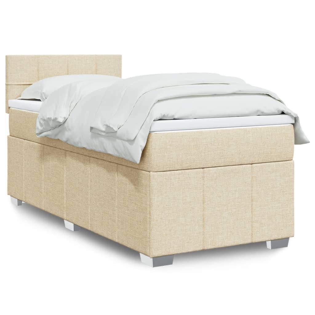 Boxspringbett mit Matratze Creme 100×200 cm Stoff