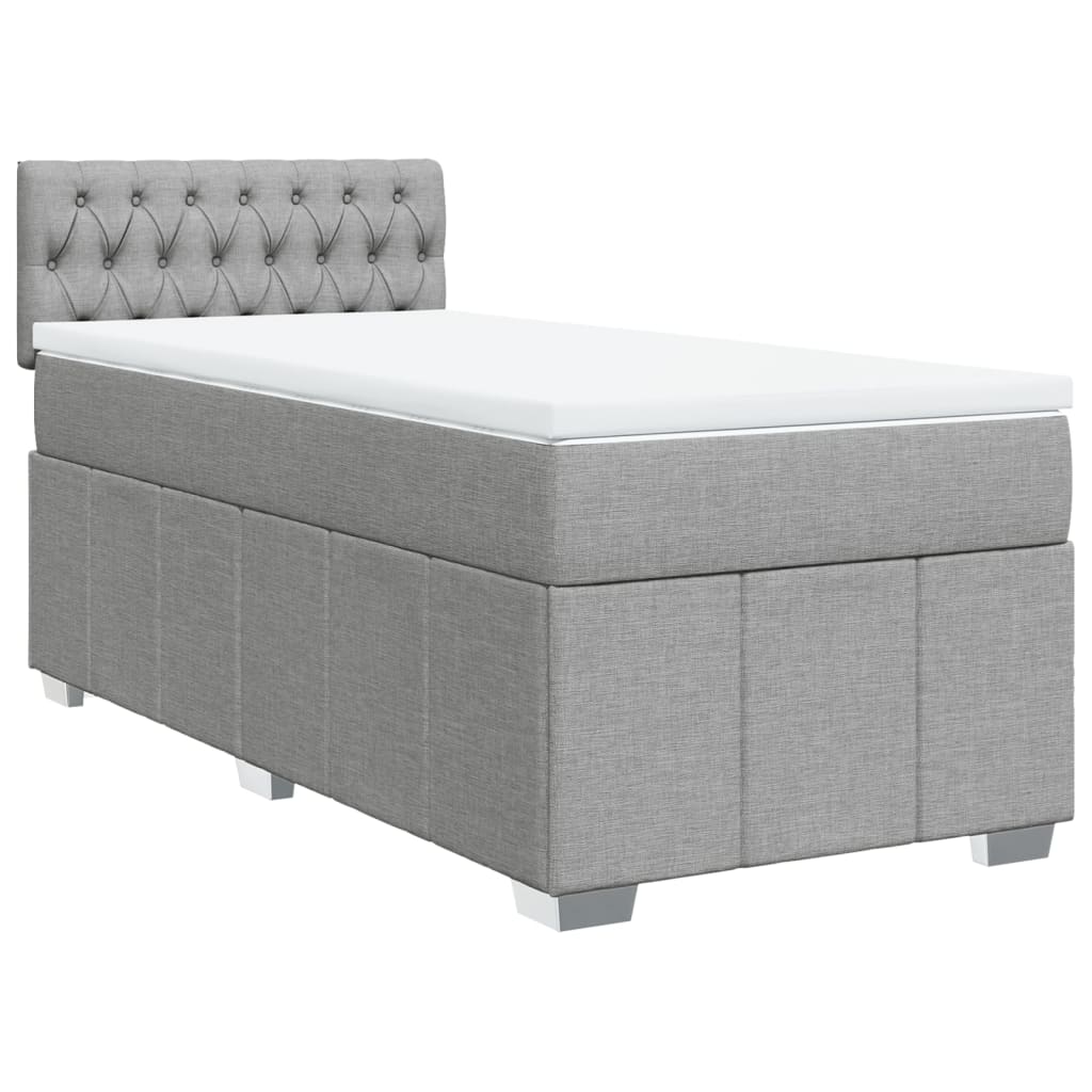 vidaXL Boxspring met matras stof lichtgrijs 100x200 cm grijs, foto 3