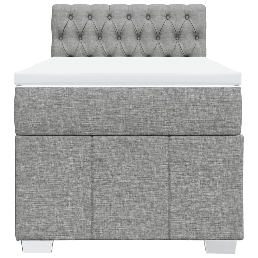 vidaXL Boxspring met matras stof lichtgrijs 100x200 cm grijs, foto 4