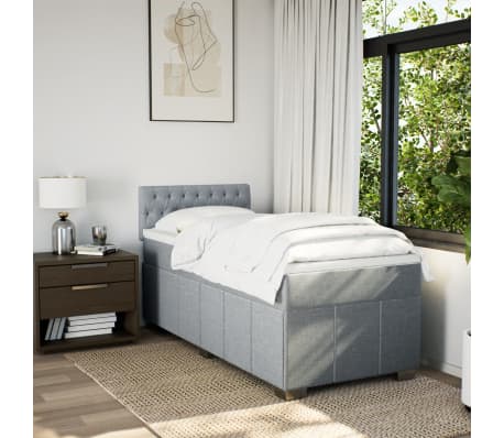 vidaXL Sommier &agrave; lattes de lit avec matelas Gris clair 100x200cm Tissu