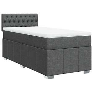 Box spring postel s matrací tmavě šedá 100 x 200 cm textil - obrázek 2