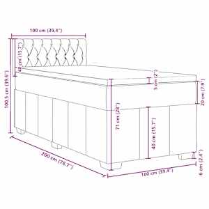 Box spring postel s matrací tmavě šedá 100 x 200 cm textil - obrázek 13
