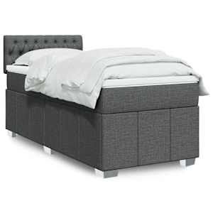 Box spring postel s matrací tmavě šedá 100 x 200 cm textil - obrázek 1