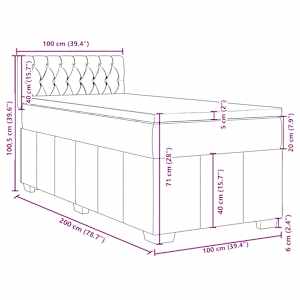 Box spring postel s matrací tmavě hnědá 100 x 200 cm textil - obrázek 13